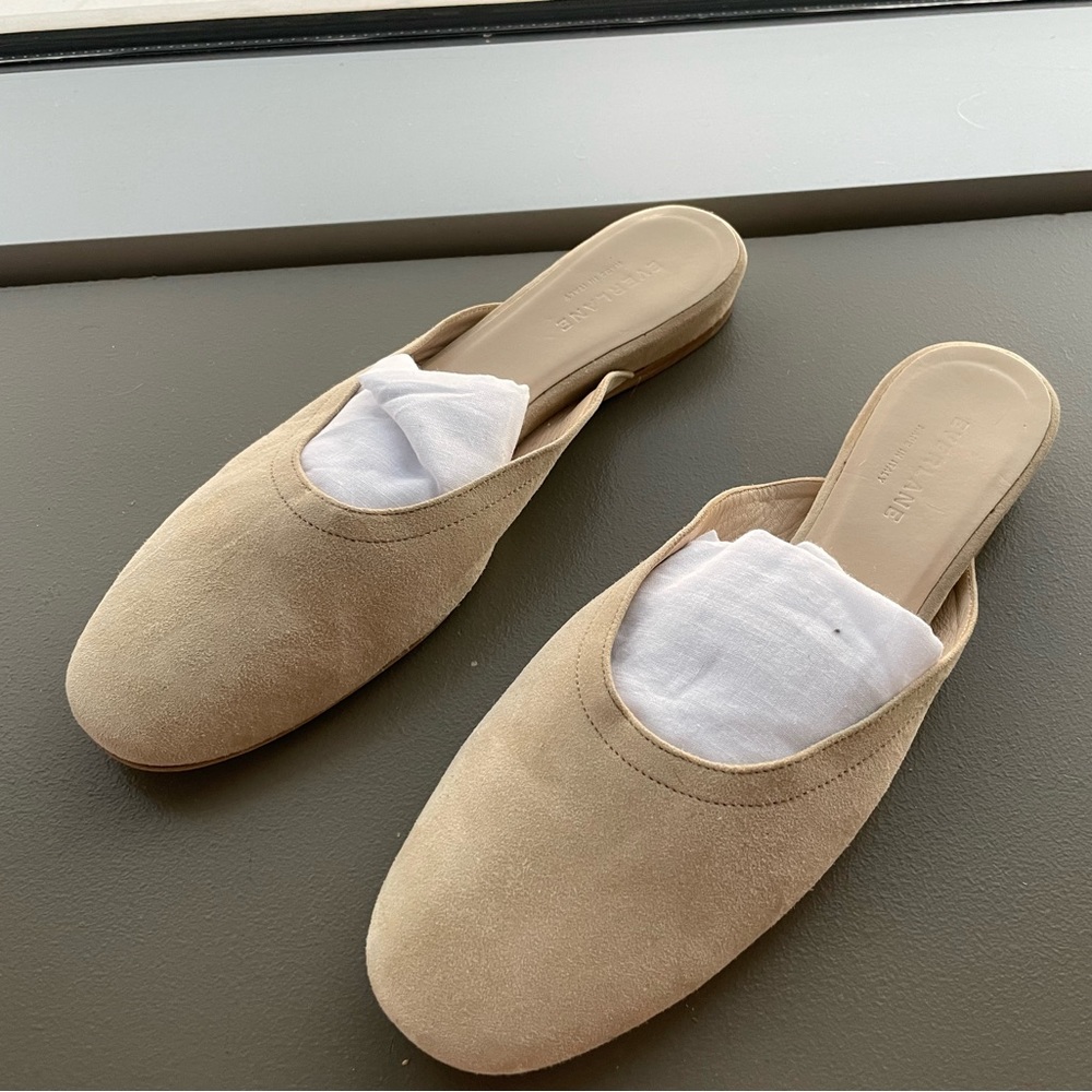 Everlane Slide on Suede Flat Sandal with Round Toe: Pastel Yellow